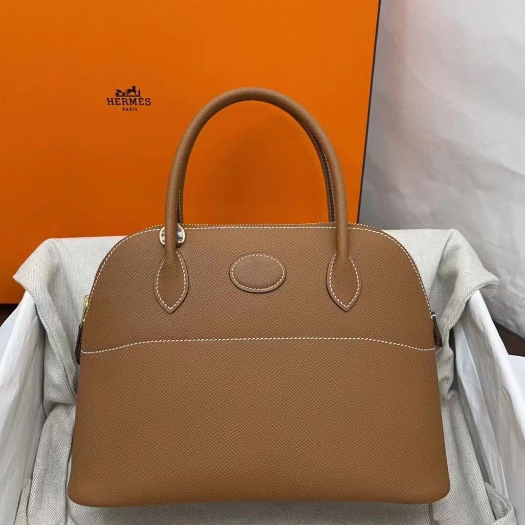 Hermes Bolide 27cm Handbag In Brown Epsom Leather